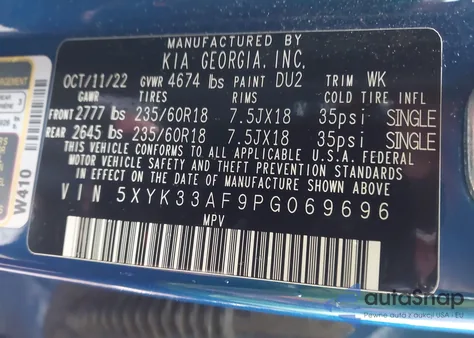 2023 Kia Sportage Ex z USA, uszkodzony, nr VIN 5XYK33AF9PG069696